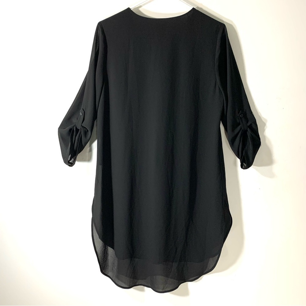 Chico’s Black sheer chiffon 3/4 Sleeve tunic 2/$35 - Picture 6 of 10